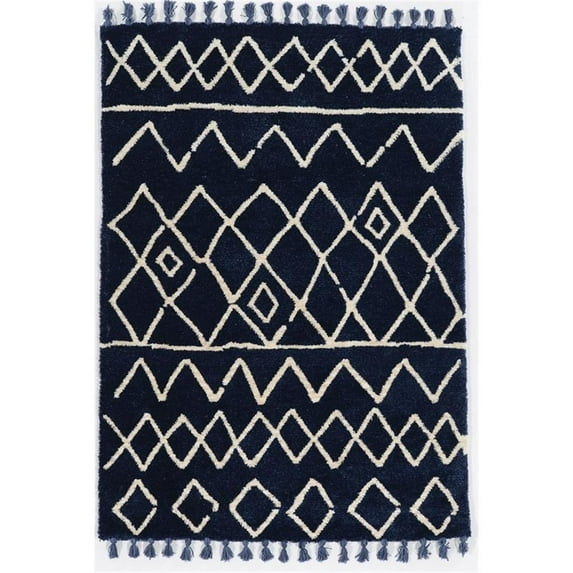 Riverbay Furniture 5' x 7' Area Rug in Blue Ivory