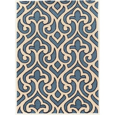 Riverbay Furniture 5' x 7' Hand Tufted Rug in Cream and Blue