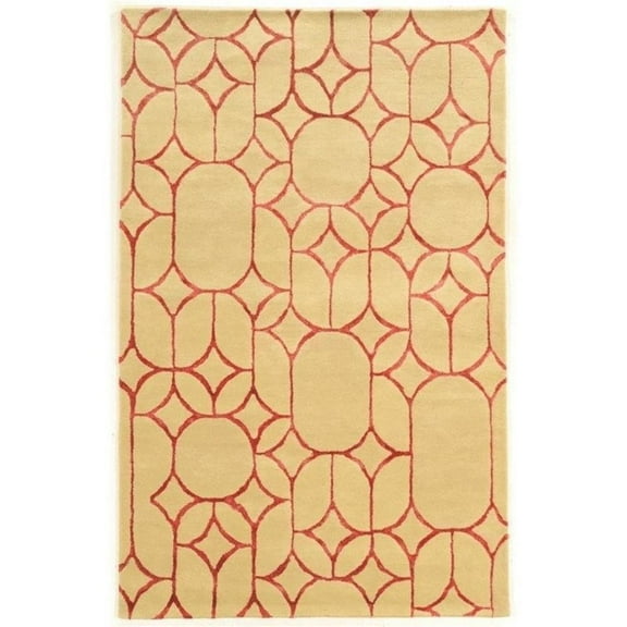 Riverbay Furniture 5' x 8' Hand Tufted Rug in Ivory and Coral