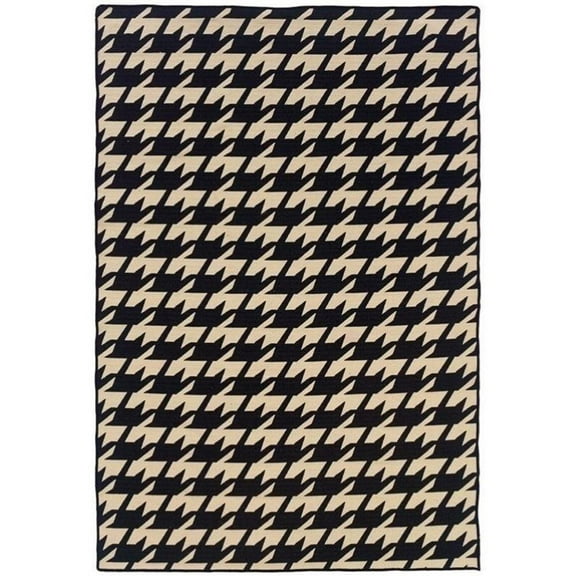 Riverbay Furniture 5' x 8' Hand Woven Houndstooth Wool Rug in Gray