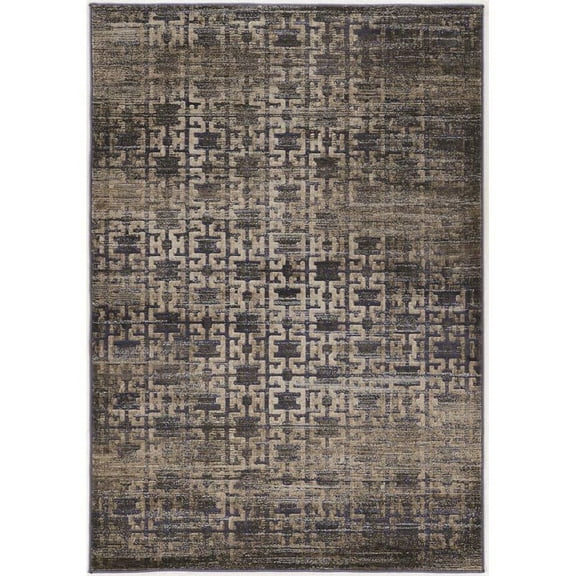 Riverbay Furniture 8' x 10'4" Maze Blue Rug in Beige and Navy