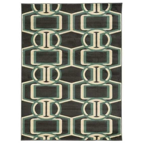 Riverbay Furniture 8' x 10' Bridle Rug in Chocolate and Turquoise