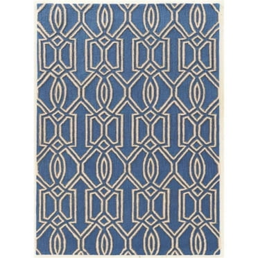 Riverbay Furniture 8' x 10' Hand Tufted Rug in Cream and Blue
