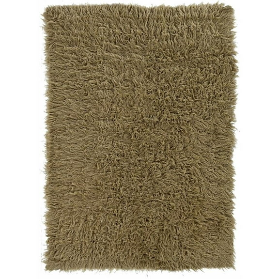 Riverbay Furniture Flokati Hand Woven Wool 3'6"x5'6" Rug in Mushroom Brown