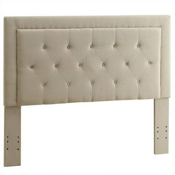 Riverbay Furniture Full Queen Tufted Panel Headboard in Natural