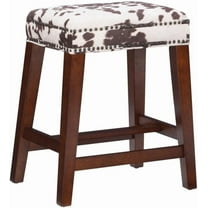 Riverbay Furniture Kitchen Bar Traditional Style 25" Backless Cow Print Counter Stool in Brown