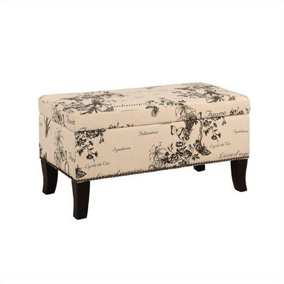 Riverbay Furniture Linen Ottoman in Botanical