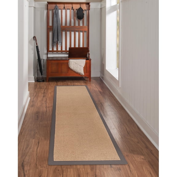 Riverbay Furniture Machine Tufted Wool 2'6"x8' Rug in Cork Brown and Slate
