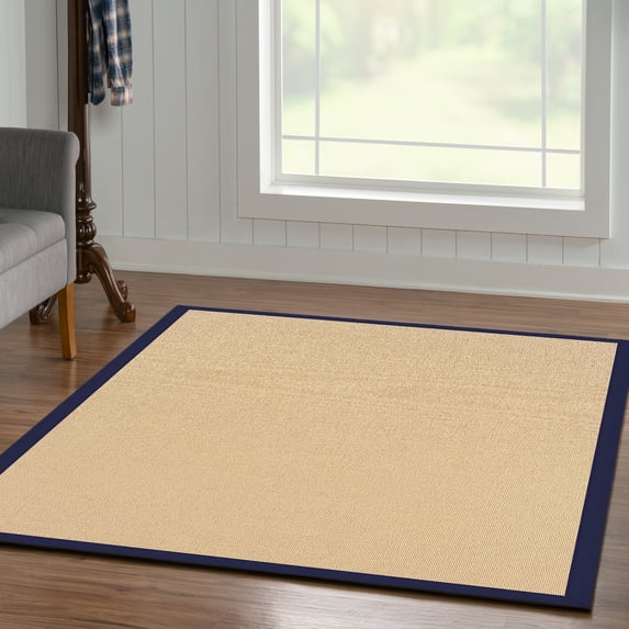 Riverbay Furniture Machine Tufted Wool 8'9"x12' Rug in Natural and Blue