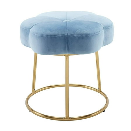 Riverbay Furniture Metal Upholstered Accent Vanity Stool in Blue