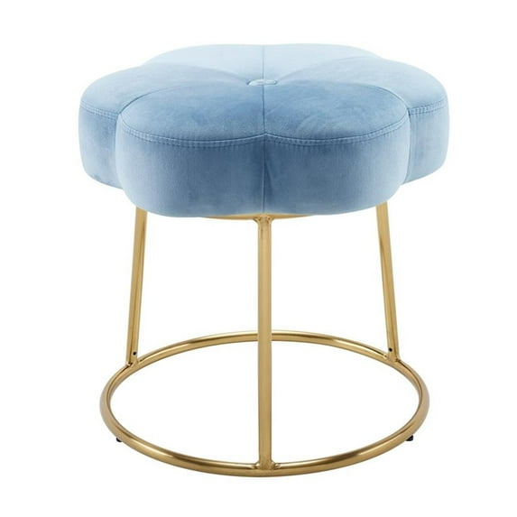 Riverbay Furniture Metal Upholstered Accent Vanity Stool in Blue