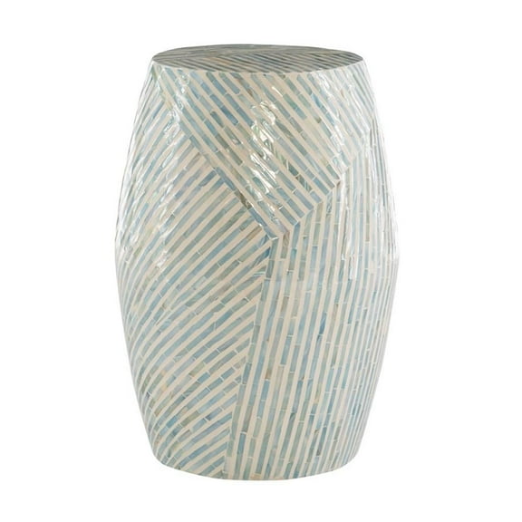 Riverbay Furniture Mosaic Capiz Drum Table in Light Blue