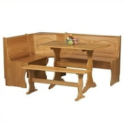 Riverbay Furniture Patio Corner Wood Nook Table Booth Bench Dining Set - Natural