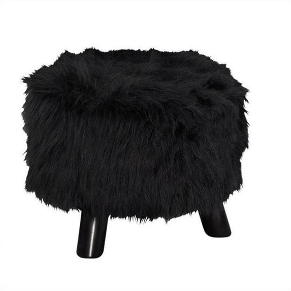 Riverbay Furniture Plush Ottoman in Black