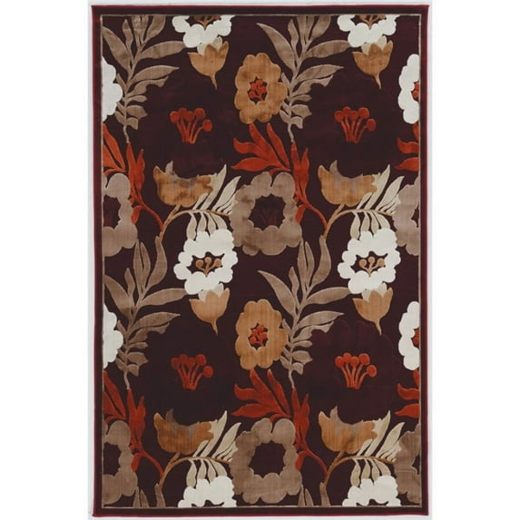 Riverbay Furniture Sierra 8'x10' Chenille Polyester Floral Design Area Rug Brown