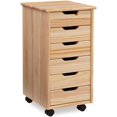 thumbnail image 1 of Riverbay Furniture Six Drawer Wood Rolling Storage Cart in Brown, 1 of 11