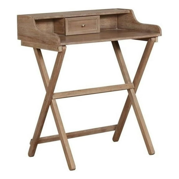 Riverbay Furniture Small Space Wood Folding Desk with Drawer in Rustic Brown