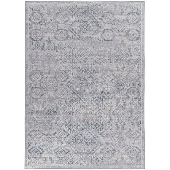 Riverbay Furniture Traditional Woven Polyester 6'7"x9'7" Rug in Gray
