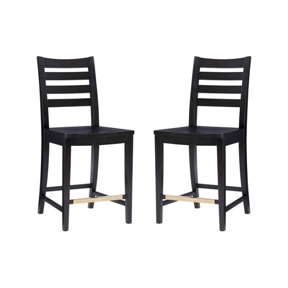 Riverbay Furniture Transitional Beech Wood Set of Two Counter Stools in Black