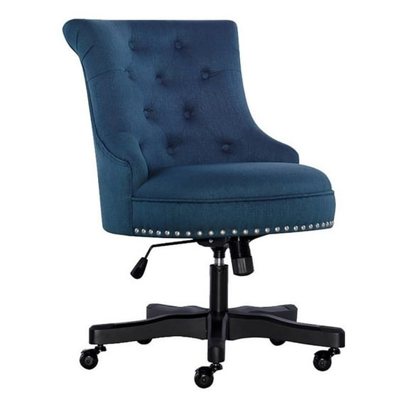 Riverbay Furniture Transitional Fabric/Wood Office Chair in Blue/Black