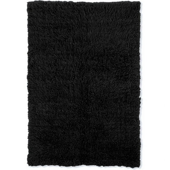 Riverbay Furniture Transitional Flokati Hand Woven Wool 3'x5' Rug in Black