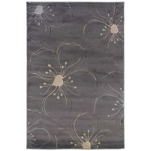 Riverbay Furniture Transitional Machine Made Polypropylene 5'x7'6" Rug in Gray