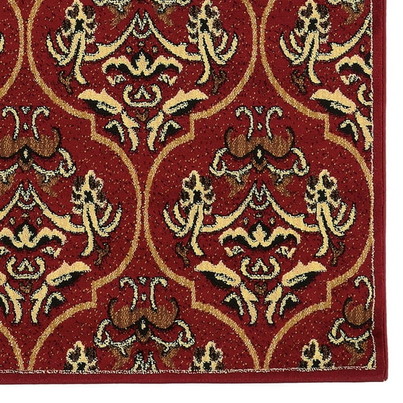 Riverbay Furniture Transitional Polypropylene 5'x7'3" Rug in Red and Cream
