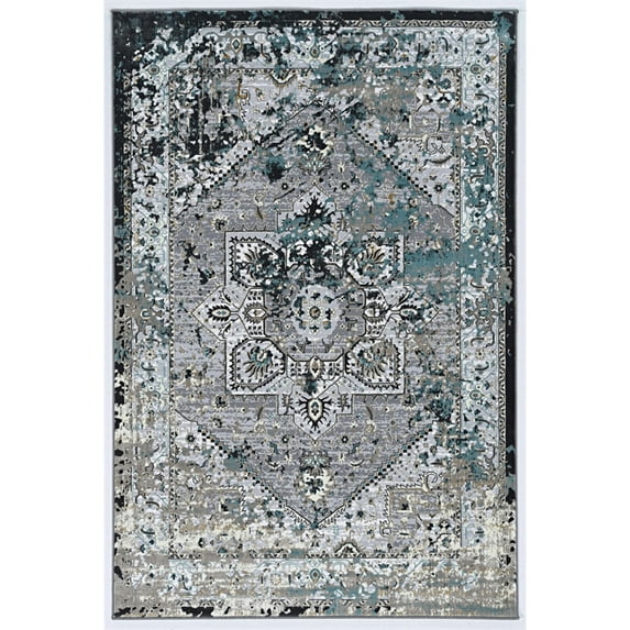 Riverbay Furniture Transitional Power Loomed Polyester 8'x10'6" Rug in Gray