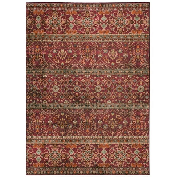 Riverbay Furniture Transitional Washable Polyester 5'x7' Rug in Garnet Red