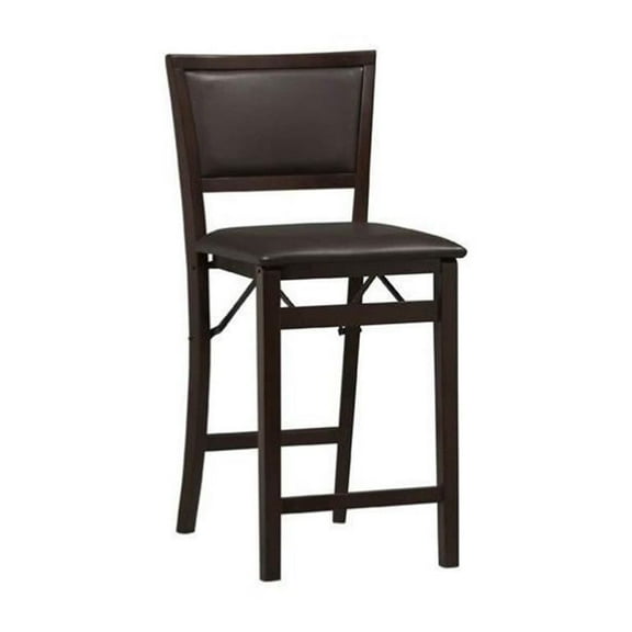 Riverbay Furniture Wood 24" Pad Back Folding Counter Stool in Chocolate
