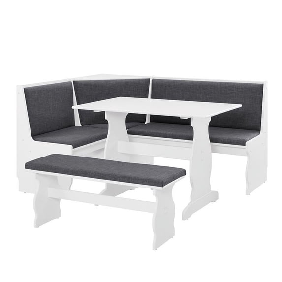 Riverbay Furniture Wood Kitchen Breakfast Corner Nook Dining Set in Charcoal