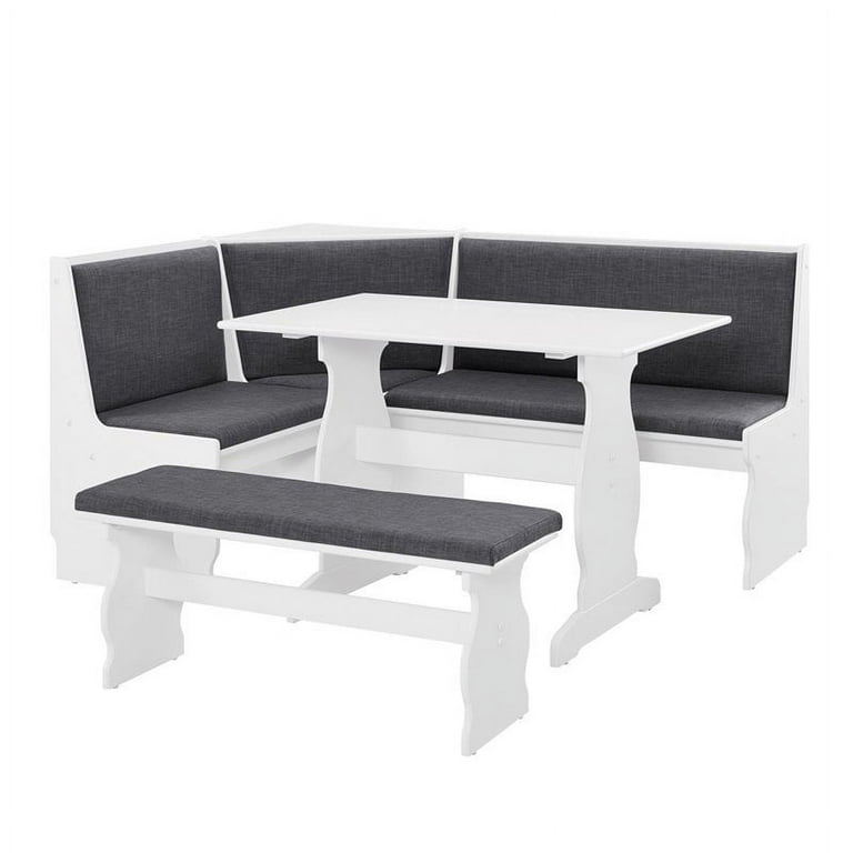 Riverbay Furniture Wood Kitchen Breakfast Corner Nook Dining Set in Charcoal