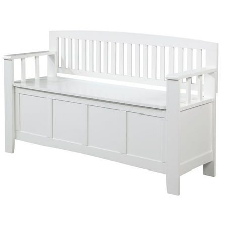 Riverbay Furniture Rubberwood White Storage Bench Rectangular Slam-Free Hardware 50"W Unassembled