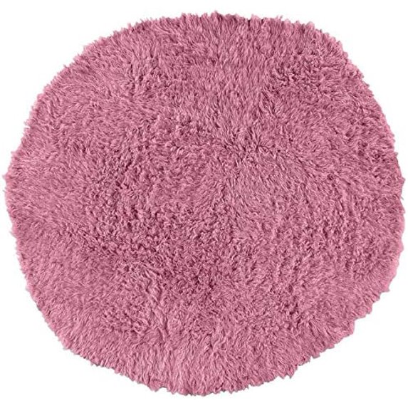 Riverbay Furniture Wool Shag 8' Round Woven Wool Area Rug in Lilac
