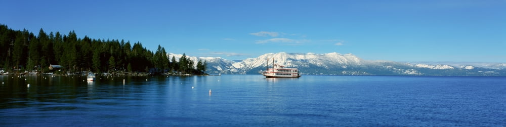 Riverboat On Lake Tahoe California Canvas Art - Panoramic Images (36 x 12)
