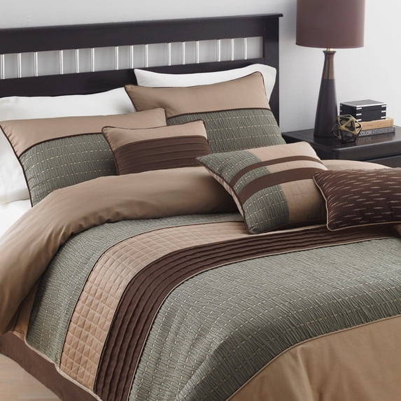 Riverbrook Home 7 Piece Comforter Set, King, Brown/Multi, Lexia, Polyfill, Adult