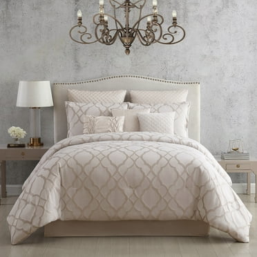 Riverbrook Home 9 Piece Comforter Set, Queen, White, Tinley, Polyfill, Adult