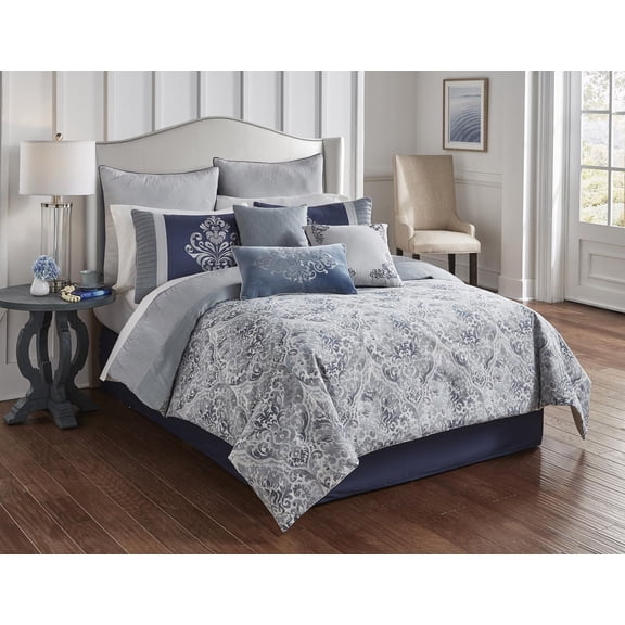 Riverbrook Home Clanton 10 Piece King Comforter Set With Blue Finish 80317
