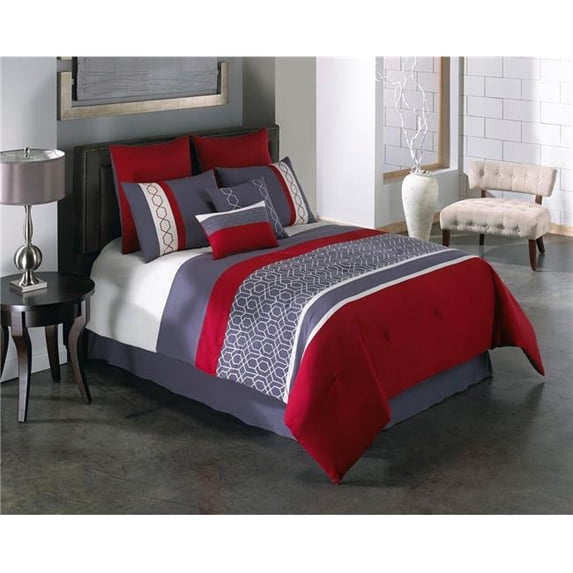 Riverbrook Home 81049 Cypress Queen Size Bed Comforter Set, Red - 8 Piece