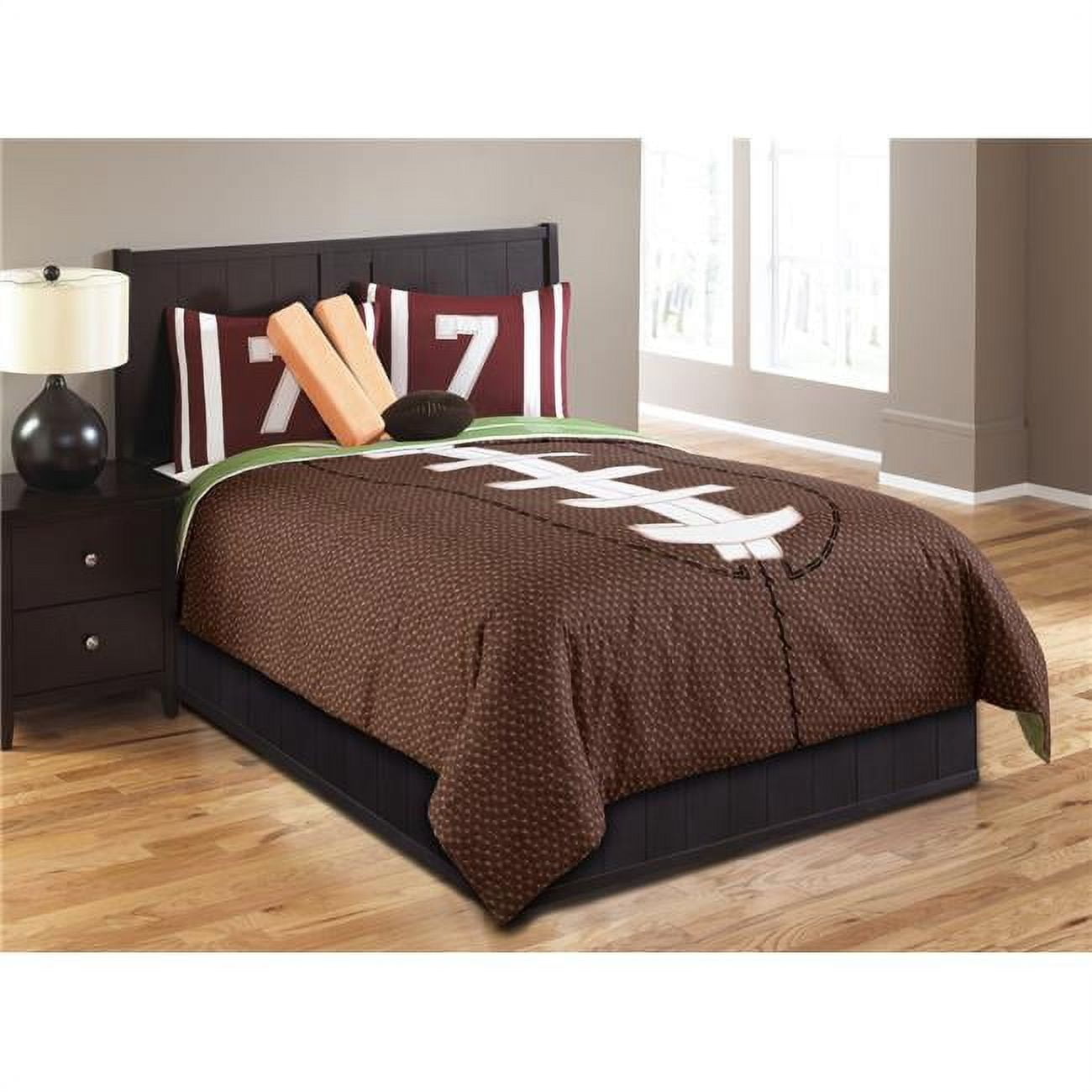 Full Brown Cotton Reversible Kids Sports Comforter Set