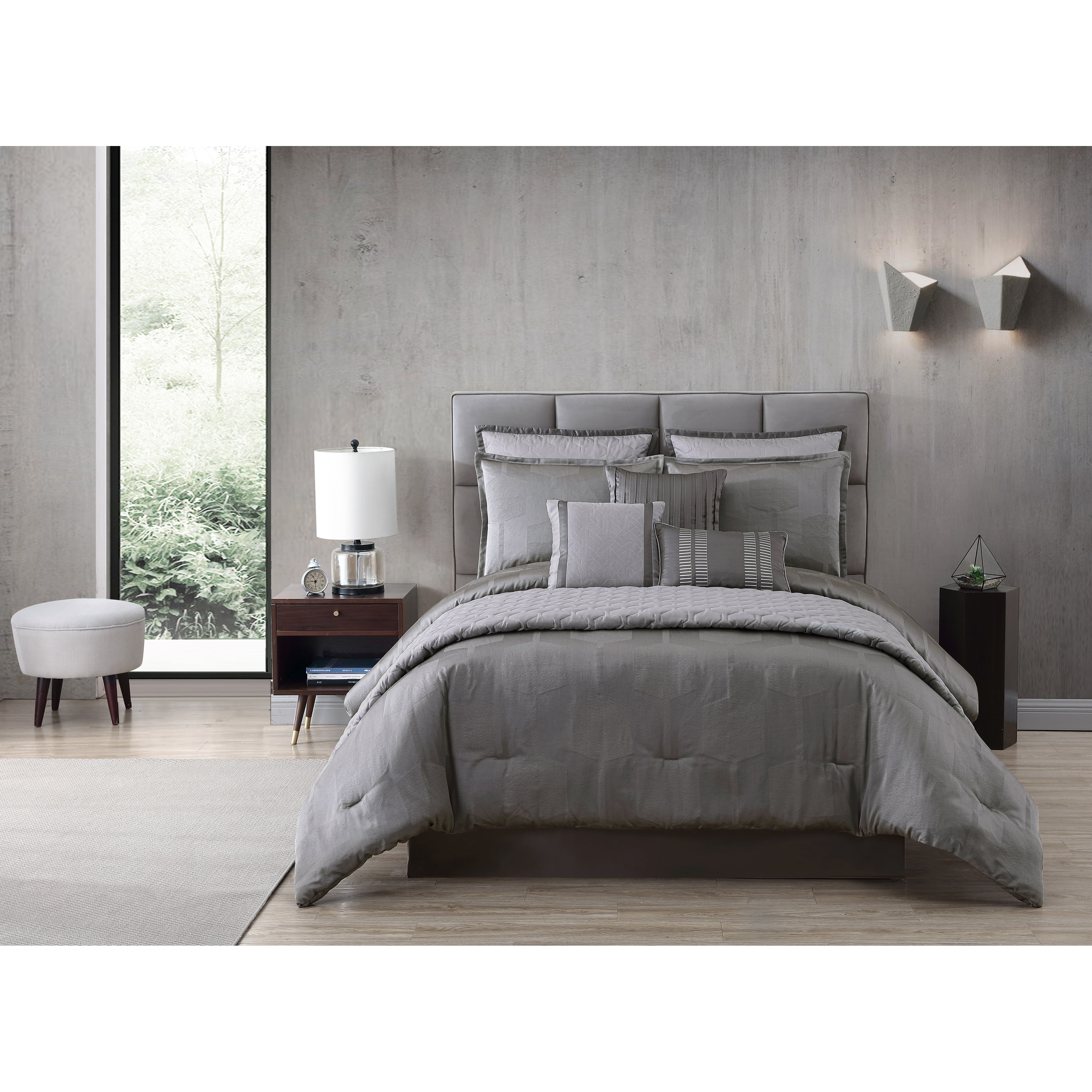 Gilmore Gray Microfiber Queen Comforter Set