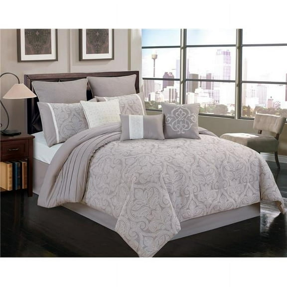 Riverbrook Home Winthrop Gray Jacquard 9 Pc Queen Comforter Set, Adult