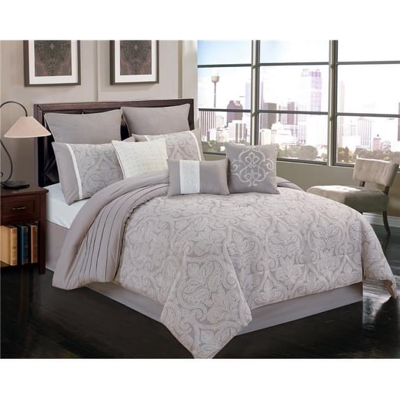 Riverbrook Home Winthrop Gray Jacquard 9 Pc Queen Comforter Set, Adult