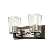 Riverdale 2 Light Vanity Satin Nickel and Graphite with Clear Glass