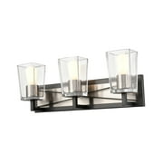 Riverdale 3 Light Vanity Satin Nickel and Graphite with Clear Glass