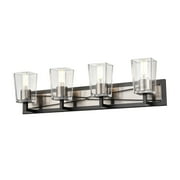 Riverdale 4 Light Vanity Satin Nickel and Graphite with Clear Glass