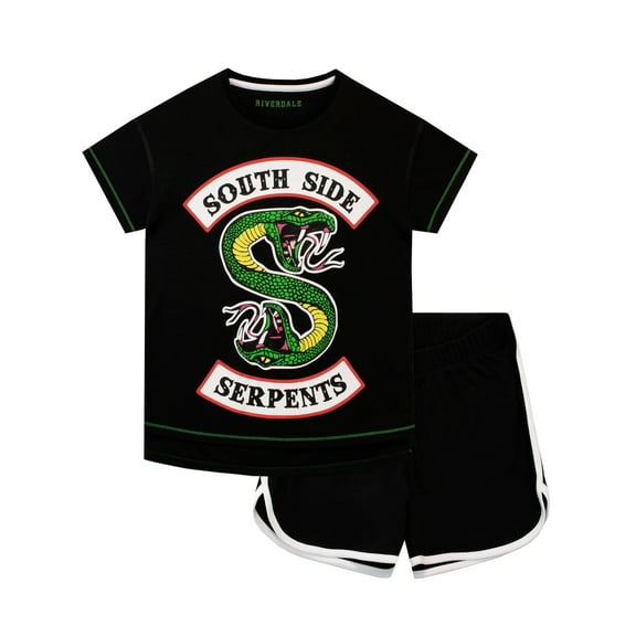 Riverdale Girls South Side Serpents Short Pajamas Black Sizes 10-18