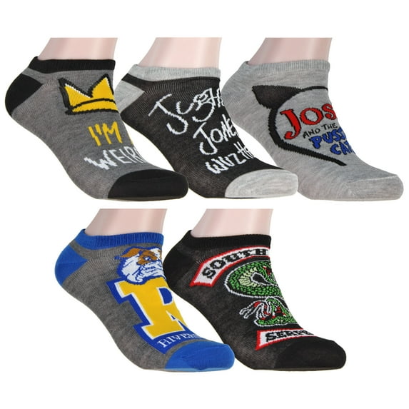 Riverdale High Southside Serpents Jughead Adult Womens Mens 5 Pair Ankle No Show Socks