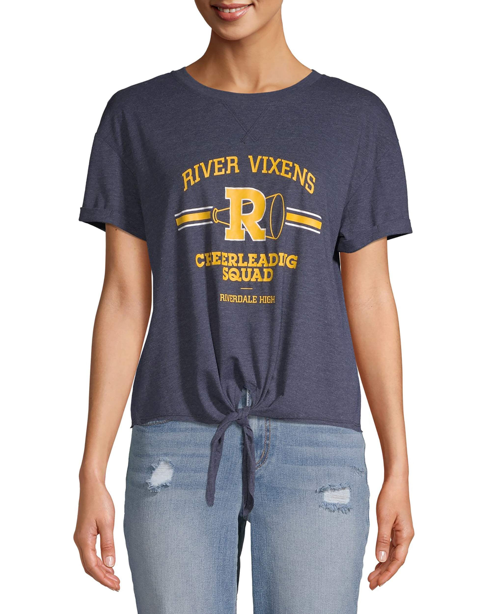 Third impatient Pygmalion Riverdale Juniors' Cuff Sleeve Tie Front Graphic T-Shirt - Walmart.com