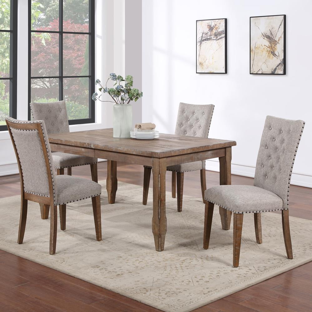 Riverdale Light Brown Distressed Wood 5-Piece Dining Set with